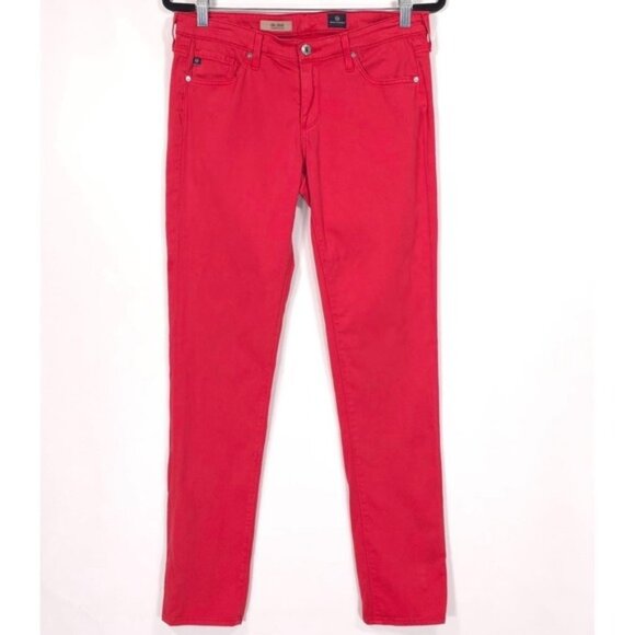 AG ADRIANO GOLDSCHMIED Women's The Stilt CIGARETTE LEG Size 28R Pants Jeans Red